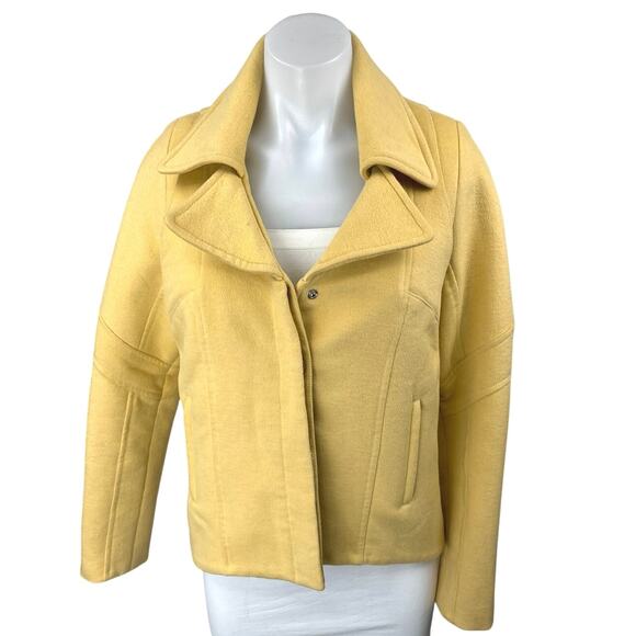 Tanya Taylor 100% Silk Women's Yellow Wool Knit Long Sleeve Coat Jacket Size 6 - Picture 1 of 4